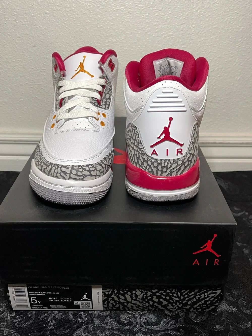 Air Jordan 3 Retro Cardinal Red GS Size 5Y – BRAND NEW With Box